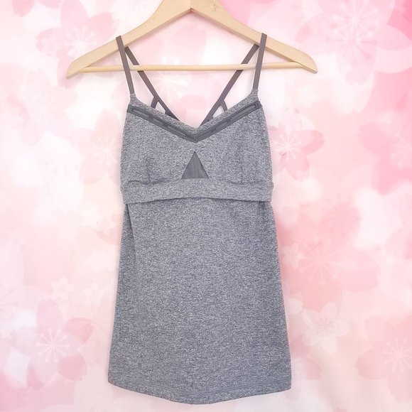 Lululemon Just Breathe Tank Top Grey Sports Athletic Bra Size 4 Small - Picture 2 of 5